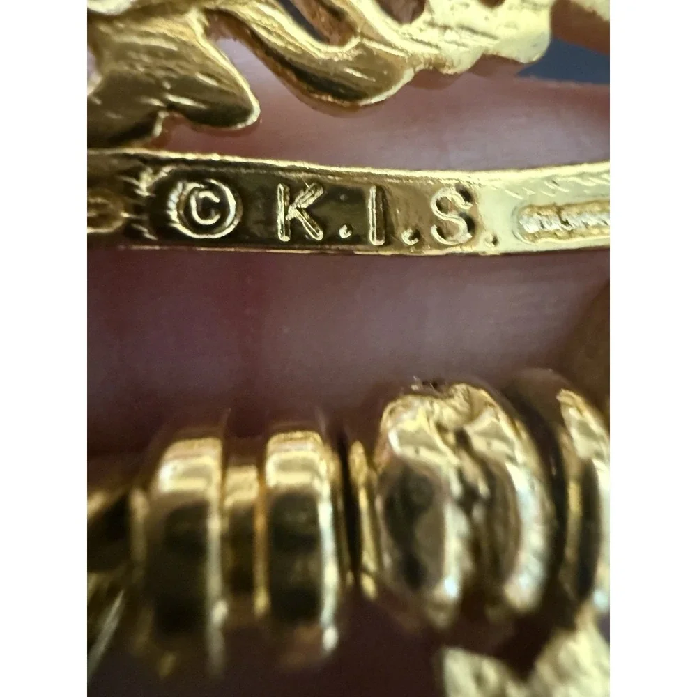 2 Vintage K.I.S. Grandma Gold Tone Brooch Pins Grandchildren Rhinestone Lot